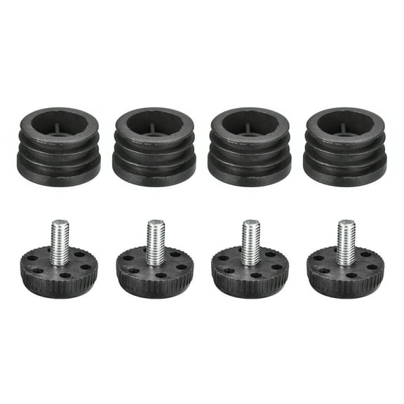 4Pack Inserts for Round Tubes with Leveling Feet, for 35mm/1.38" OD Round Tube, M8 Thread Black Plastic Furniture
