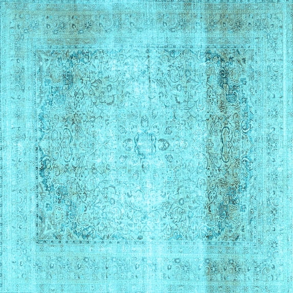 Ahgly Company Indoor Square Persian Light Blue Traditional Area Rugs, 8' Square