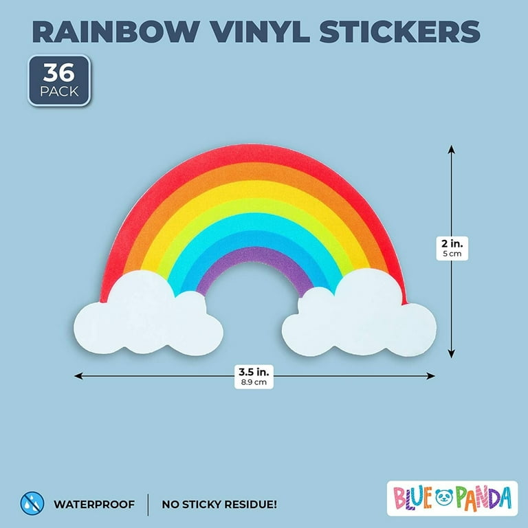 Colorful Rainbow Waterproof Decal, Vinyl Sticker (3.5 x 2 in, 36 Pack) 