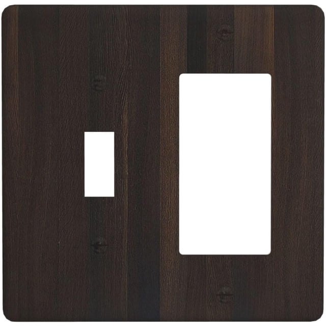 Nadoabtm Outlet Covers Rustic Vintage Dark Brown Wood Grain 1 Toggle 1 Rocker Combination Decorative Wall Plate Light Switch Cover Plate Electrical Switch Plates for Farmhouse Home Decor