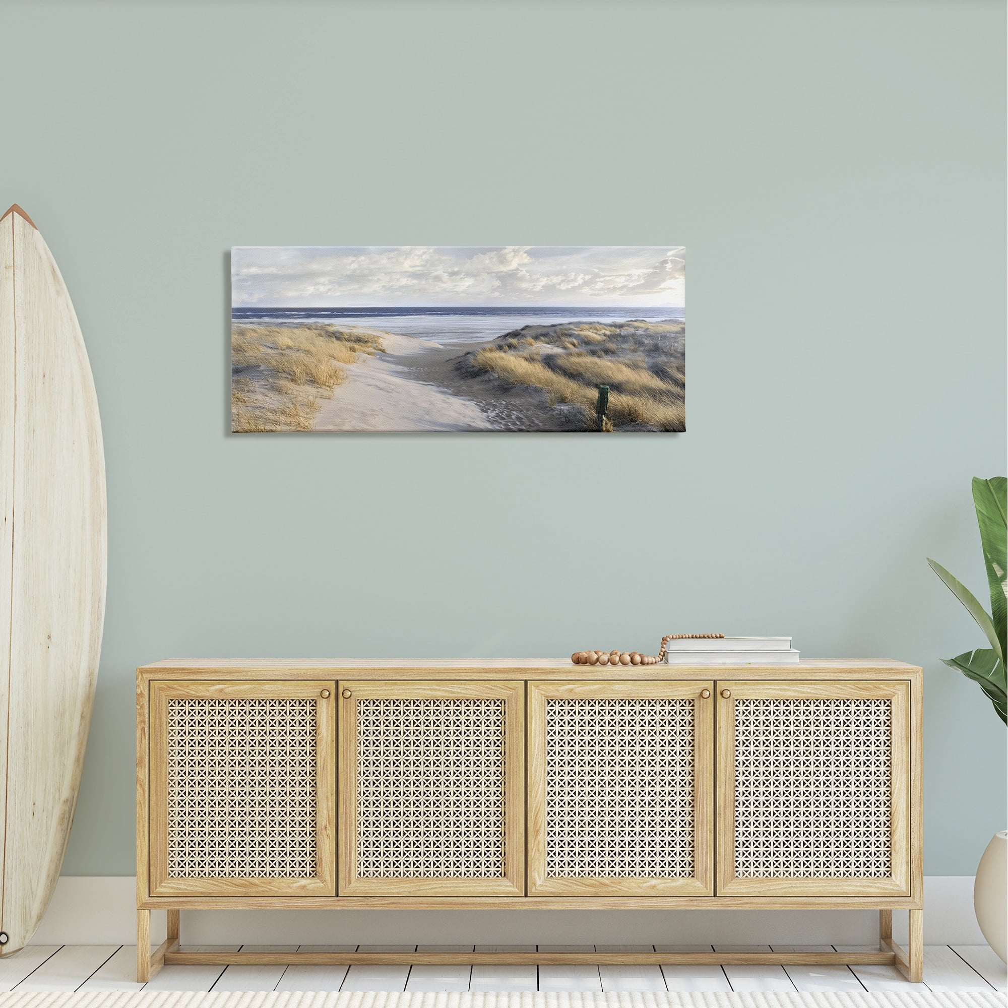 Stupell Industries Panoramic Beach Coastline Sand Dunes Fluffy Clouds , 48 x 20, Design by Mike Calascibetta