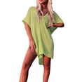 thumbnail image 2 of Arvbitana Women's Summer Knit Swimsuit Cover-up Short Sleeve V Neck Plus Size Casual Kaftans Loose See-Through Crochet Bikini Cover Up for Beach, 2 of 6