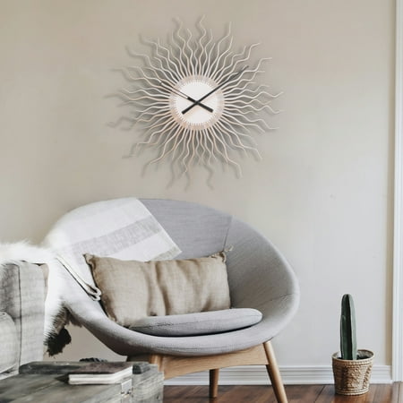 ardeola - Medusa Silver - 23.5 in Elegant Handmade Wooden Wall Clock in Shades of Silver