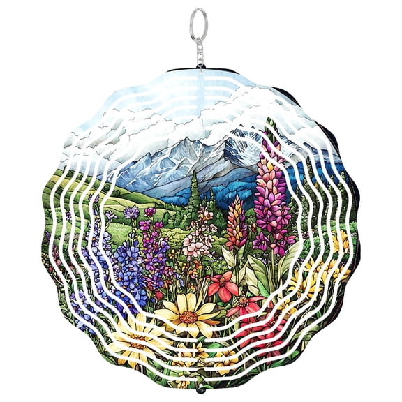 Era Gift Mountain Wildflower Wind Chime, Scenic 3D Wind Spinner Style UV Window Hanging