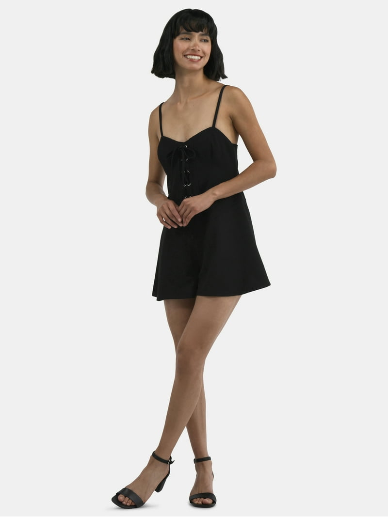 Madden NYC Women's Drop Waist Lace Up Romper, Sizes XXS-XXL - Walmart.com