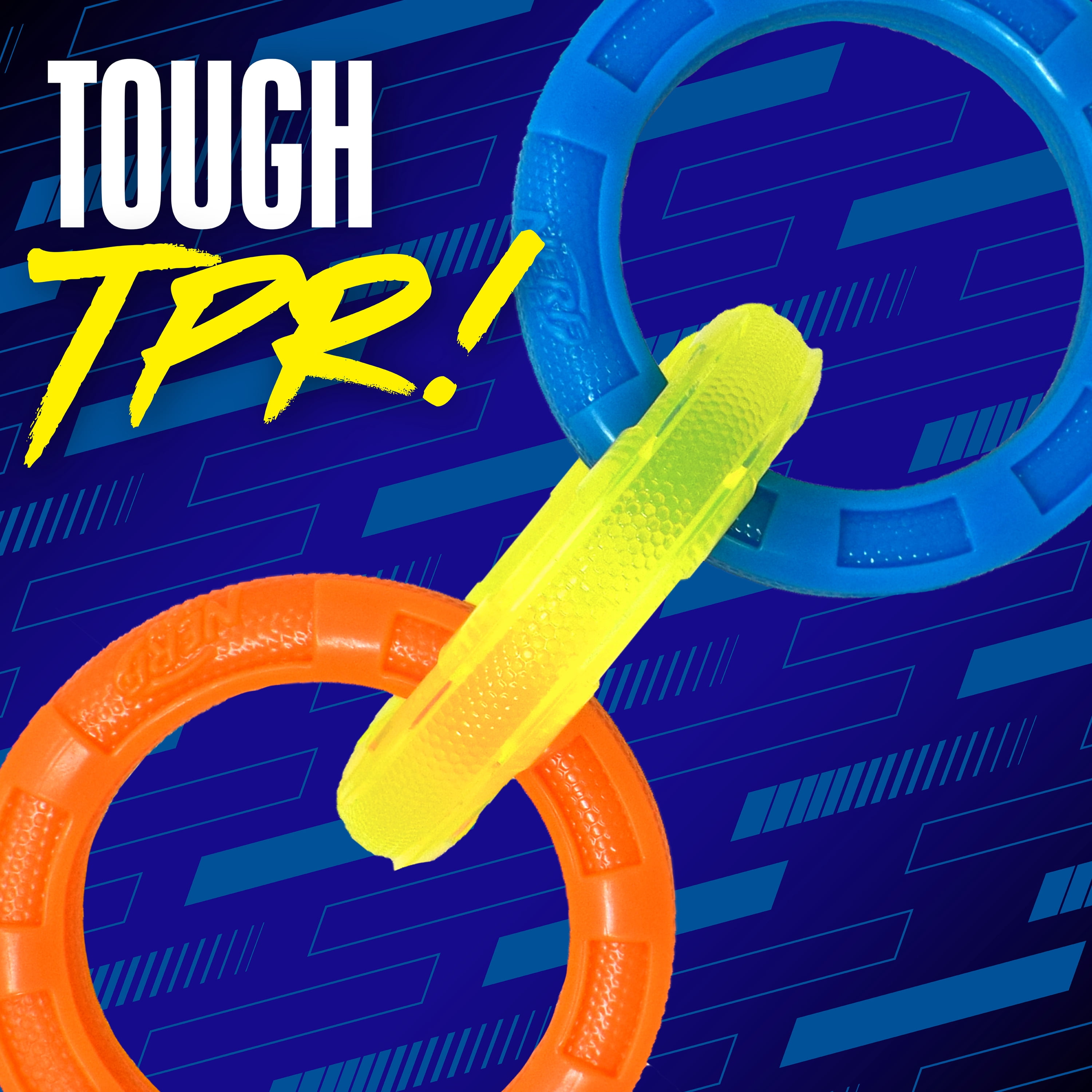 Nerf Dog TPR 3-Ring Tug Dog Toy, 11.5 inch
