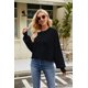 thumbnail image 1 of Suéteres de otoño para mujer de manga larga a rayas de gran tamaño suéteres de moda casual cuello redondo de punto Tops jerseyblackS, 1 of 3