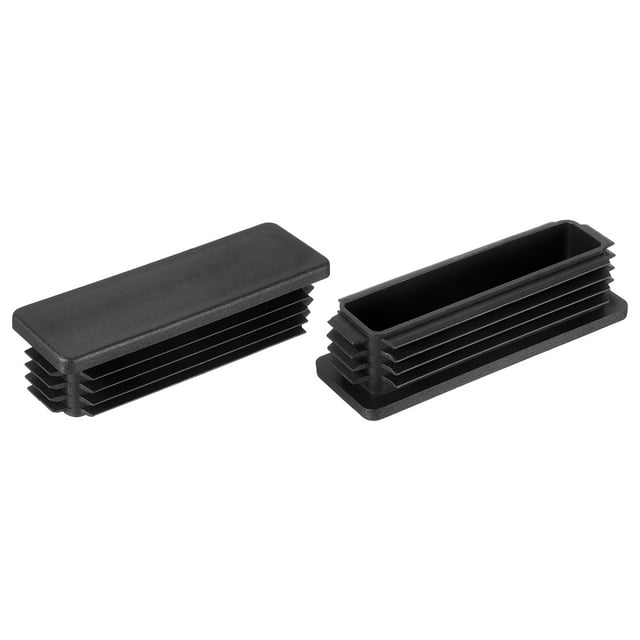 Uxcell 2 Pcs 4 3/4 x 1 9/16 Pulgadas Tapones de Extremo Rectangulares para Postes de Tubo Metálico Patas de Silla Mesas Estanterías, Negro