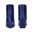 thumbnail image 2 of BLISSFUL STEP Women' s Ankle Boots Snake Print Chunky Heel Pointed Toe Pull On Boots Royal Blue 8.5, 2 of 7
