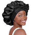 thumbnail image 1 of Satin Beanie Silk Beanie For Sleep Double Layered Satin Lined Hair Beanie With Tie Bonnets For Women Natural Curly Hair, 1 of 4