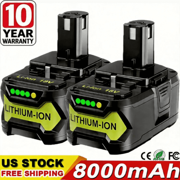 2Pack Replacement for Ryobi 18V 8.0Ah P108 High Capacity Battery 18Volt Lithium-ion One Plus