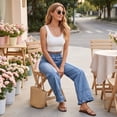 thumbnail image 4 of Barrel Jeans Women 2026 Floral Print Wide Leg Jeans Y2k Patchwork Baggy Boyfriend Denim Pants, 4 of 8