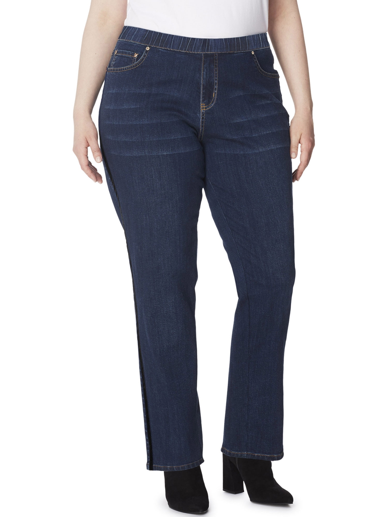 Just My Size Women's Plus-Size 4 Pocket Jeans with Velvet Ribbon ...