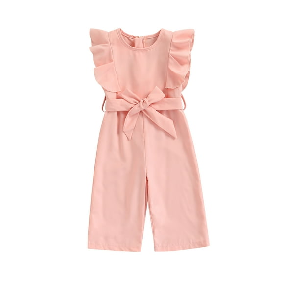 Bagilaanoe Toddler Baby Girl Pink Sleeveless Ruffle Jumpsuit 1T 2T 3T 4T 5T 6T Summer Romper Outfits
