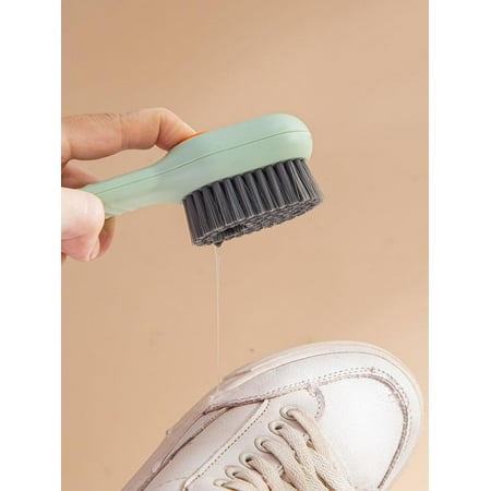 

1pc PP Refillable Cleaning Liquid Shoe Brush Multipurpose Deep Cleaning Clothes Brush For Home Green