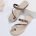 thumbnail image 6 of Zanvin Womens Sandals Clearance Women Summer Clip-Toe Shoes Rhinestone Flats Casual Beach Sandals, Sandals for Women Dressy Summer, Brown, 36, 6 of 7