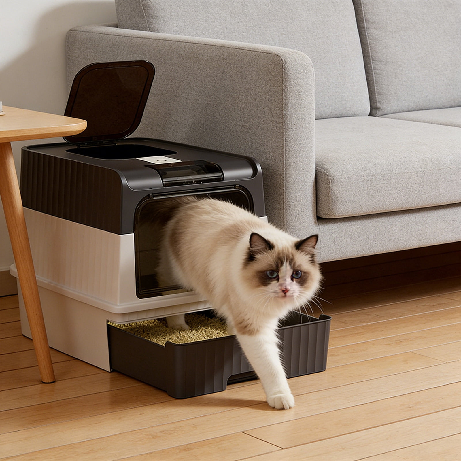 WLAGOOD Large Portable Foldable Cat Litter Box 19.3×13.8×14.6in Fully Enclosed Pan Detachable Drawer Odor Control Anti-Splashing Smooth Edge Spacious Entrance Indoor Cat Toilet