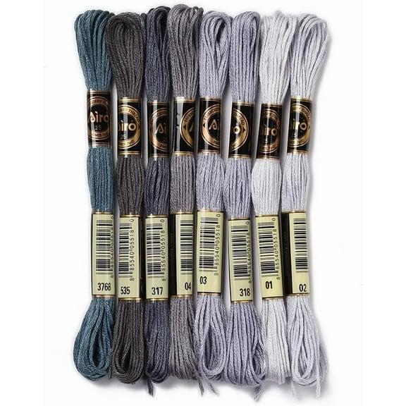8 Skeins 70 Yards Grey Friendship Bracelets String Embroidery Thread Floss 6 Strands Gradient Cross Stitch Bracelet Needlepoint Yarn Threads for Sewing Bracelet Making Cross Stitch Crafts