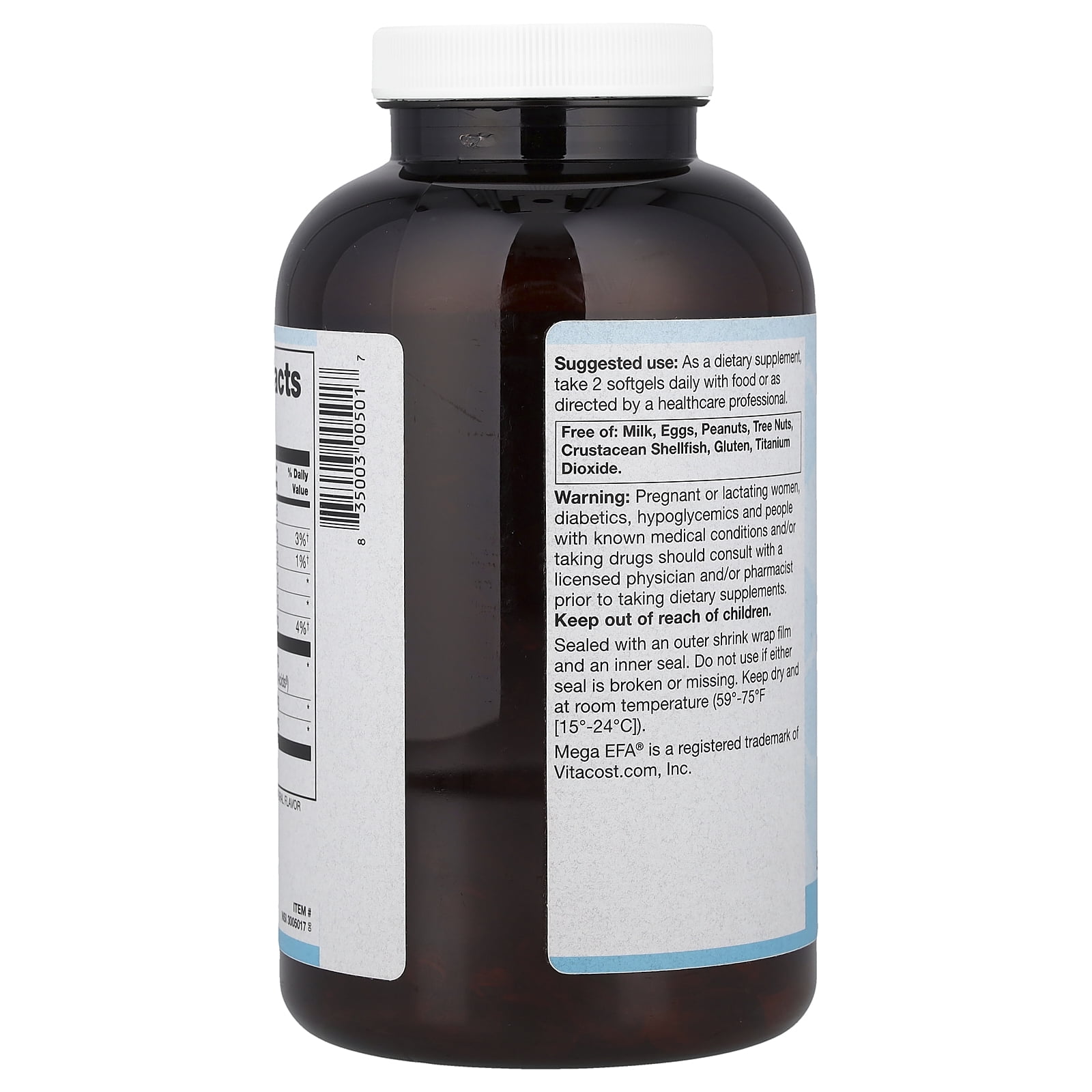 Vitacost Synergy Mega EFA® - 1200 mg Omega 3 EPA  DHA per serving Natural Strawberry -240 Softgels