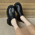 thumbnail image 3 of NECHOLOGY Botas Mujer Adulto Femenino Zapatos Botines mujer mujer cuero artificial Color sólido otoño suela gruesa tacones cuadrados con cordones botines cortos zapatos de punta redonda (Black, 7.5), 3 of 7