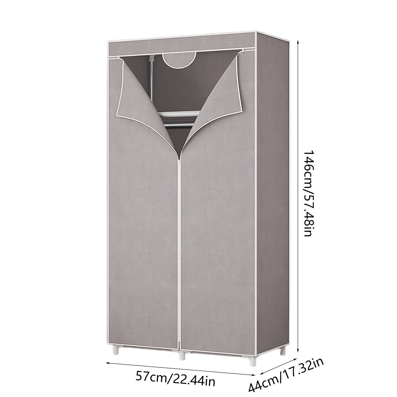 Freestanding Closet Organizer | Portable Wardrobe Storage Cabinet with Non-Woven Cover | 57.48X22.44X17.32In for Bedroom, Clothes, Shoes & Bags