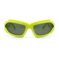 thumbnail image 2 of Mens Unique Elabroate Futuristic Wrap Around Sport Plastic Sunglasses Green - Black, 2 of 4