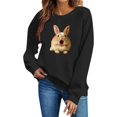 thumbnail image 2 of HOMBOM Black Lightweight Sweatshirt for Women No Hood Graphic Soft Long Sleeve Crewneck Pullover for Ladies Essentials Fashion Tops,S, 2 of 5