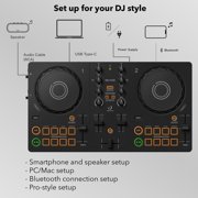 Pioneer DJ AlphaTheta DDJ-FLX2 Compact 2-Channel DJ Controller Bundle with Case, Instrument Cable, and Austin Bazaar Polishing Cloth