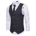 thumbnail image 2 of SWSMCLT Men's Fitted Sleeveless Suit Vest Double Breasted Waistcoat Cotton Business Formal Top Black 42, 2 of 3