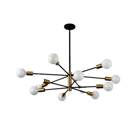 Modern black and gold pendant light, 12 lamps, medieval farmhouse pendant light, adjustable lamp height, kitchen island, living room, dining room, ceiling light