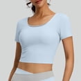 thumbnail image 6 of Sevevn Women's Short Sleeve Workout Crop Tops Open Back Twisted Strappy Scoop Neck Slim Fit Athletic Shirts Blue S, 6 of 9