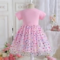 thumbnail image 2 of Girls Cartoon Rainbow Tutu Dress Short Sleeve Birthday Princess Outfit for 2-7Y, 2 of 7