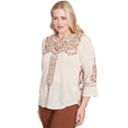 thumbnail image 3 of Alfred Dunner Womens Petite Geometric Floral Embroidery Printed Top, 3 of 4