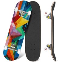31'' Complete Skateboard 7 Layer Canadian Maple Double Kick Deck Skateboards Mural Paint Madrid Spain Skate Board for Beginner Adult Gifts