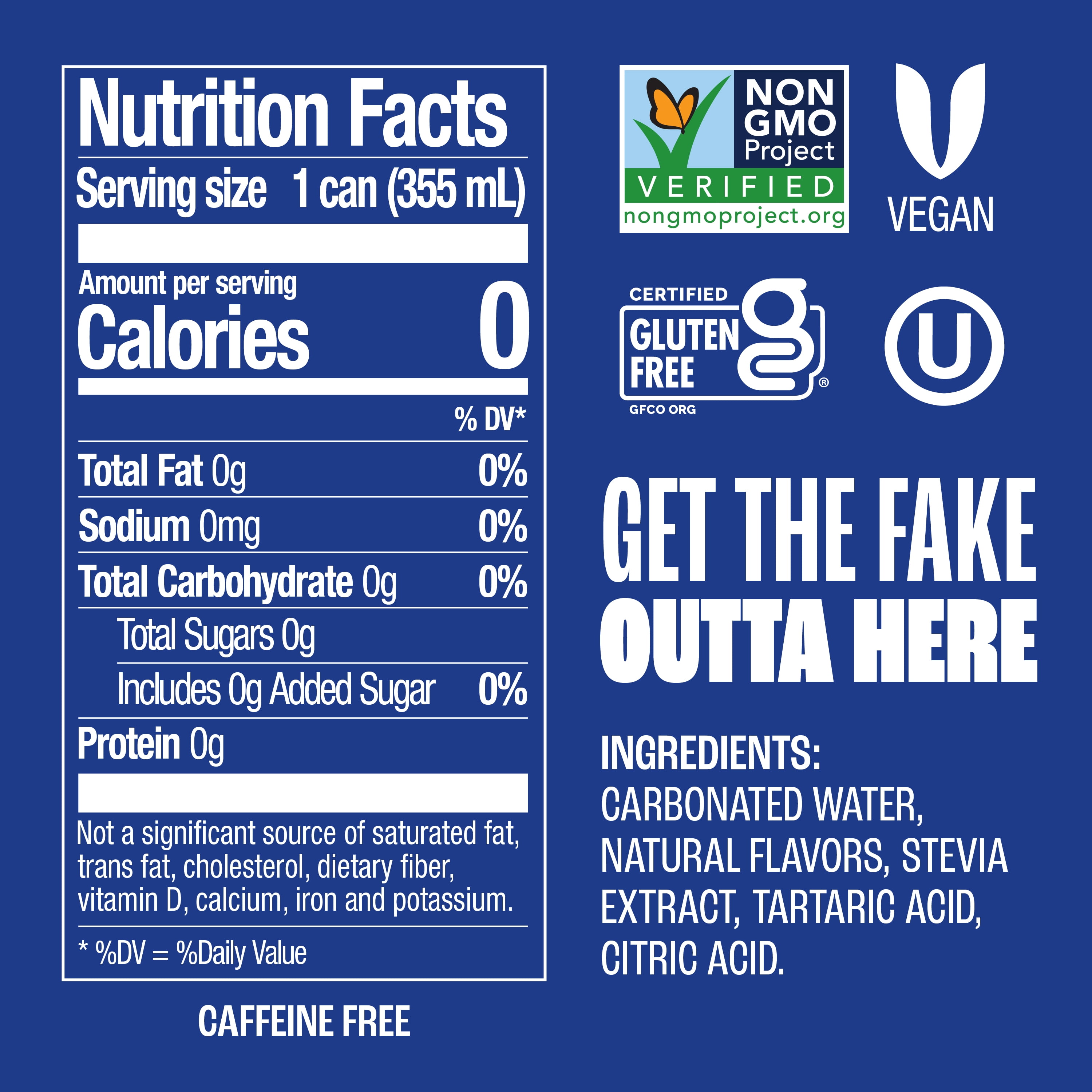 Zevia Zero Sugar Caffeine Free Cola Soda Pop, 12 fl oz, 24 Pack of Cans