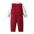 thumbnail image 3 of Little Boys Sweat Suits Size 6-7 Long Sleeve Dot Prints T Shirt Tops Vest Coat Pants Gentleman Outfits Red Athletic Tracksuit 12-18 Months, 3 of 3