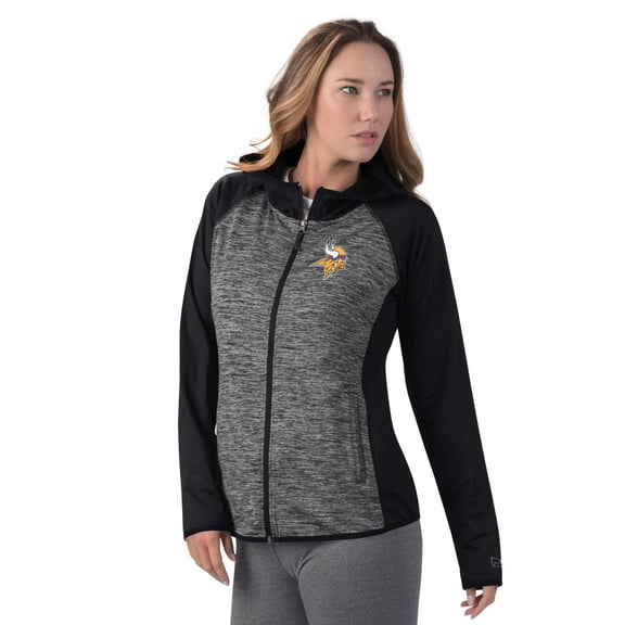Women's-MSX by Michael Strahan  Black Minnesota Vikings Leslie Space Dyed Raglan Full-Zip Jacket