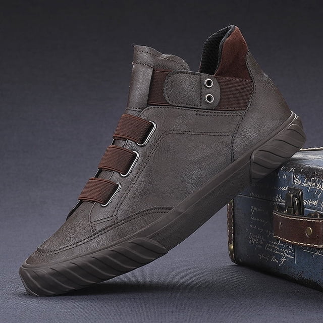 Zapatos de primavera para hombre, zapatos de cuero para hombre, zapatos casuales, zapatillas clásicas de moda que combinan con todo, zapatillas altas para hombre, cómodas y de moda