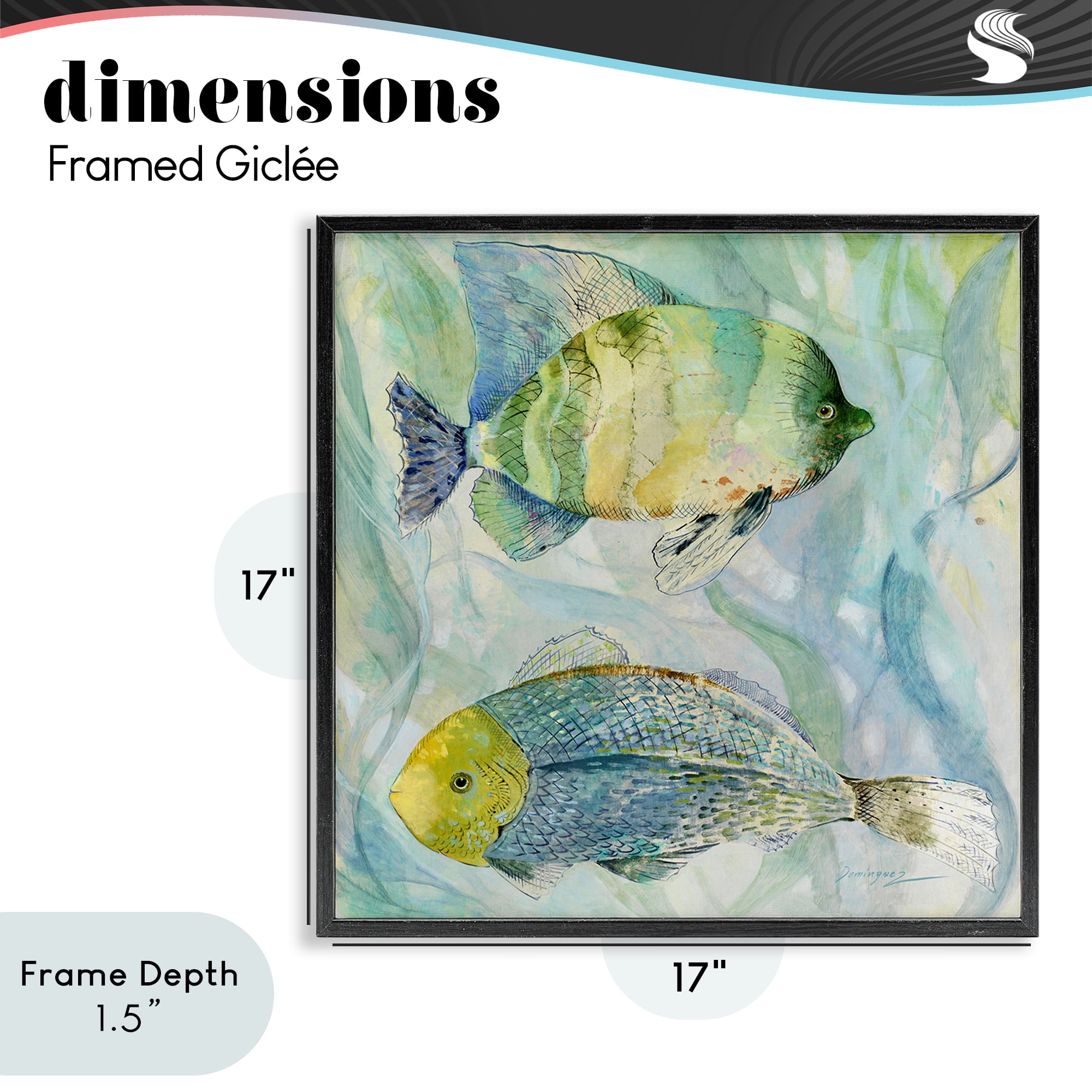 Stupell Industries Sweet Fish Duo Blue Green Black Framed Giclee Art, design by Lorenzo Collective