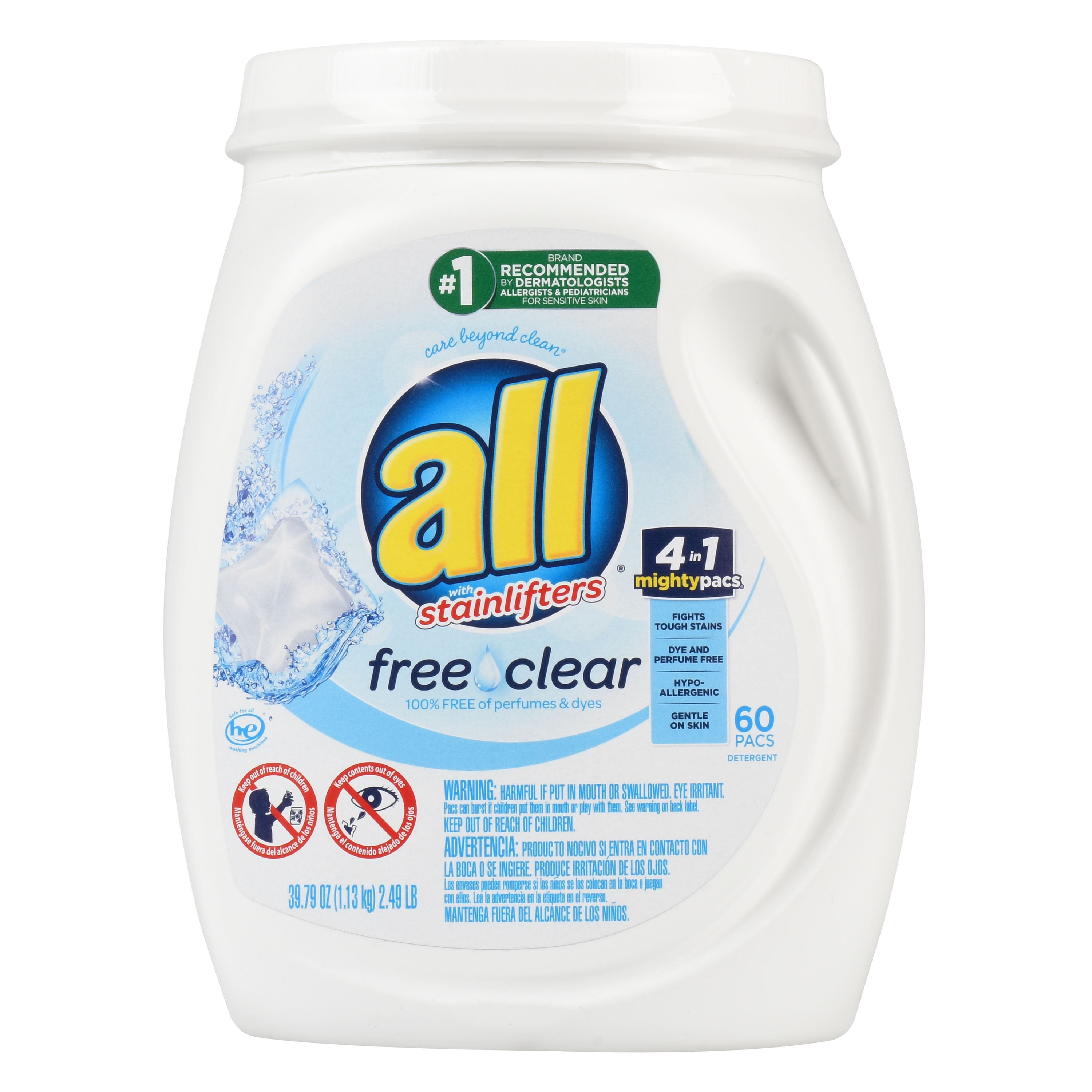 all Mighty Pacs Free Clear For Sensitive Skin, 60 Loads, Unit Dose