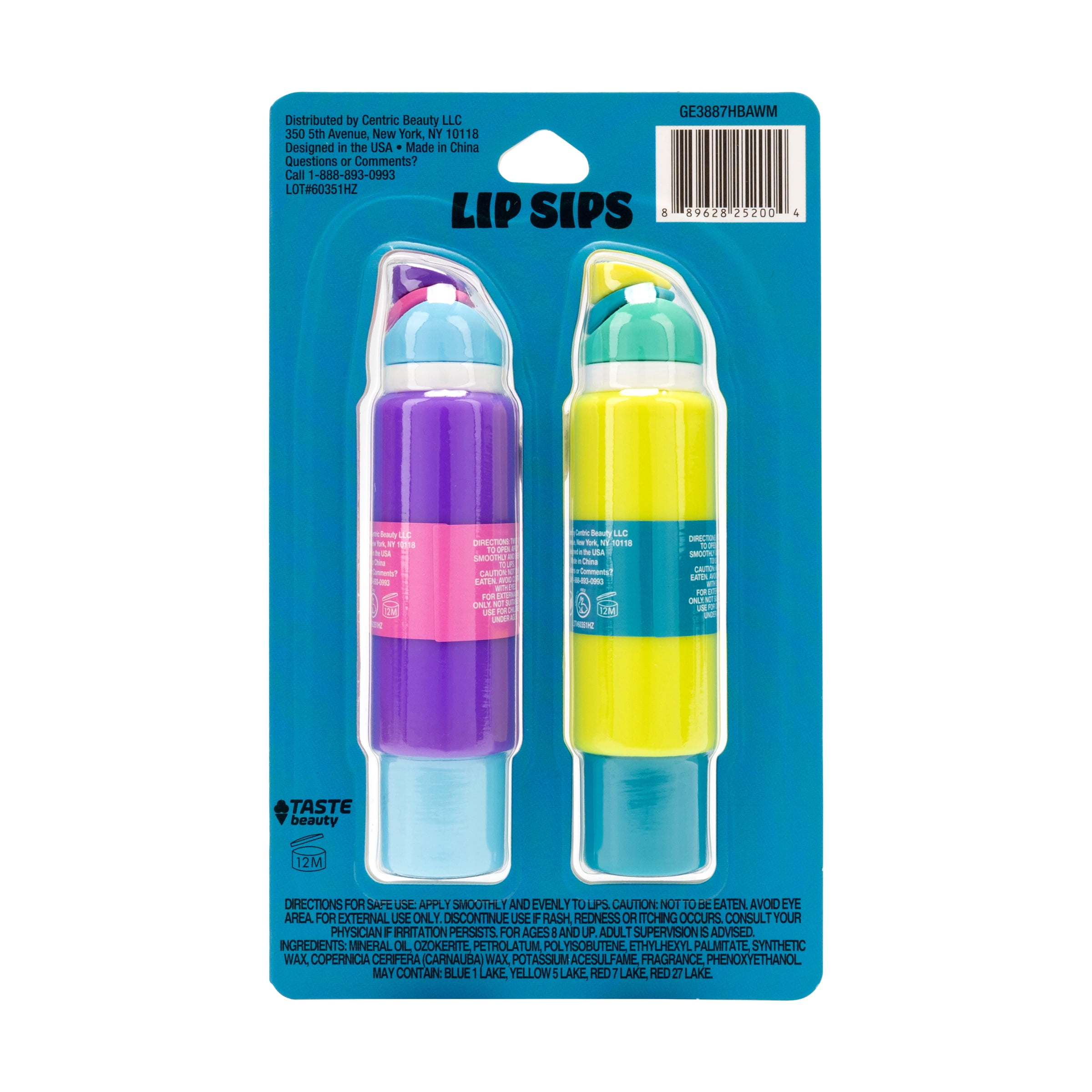 Taste Beauty Lip Sips Lip Balms, Green and Purple