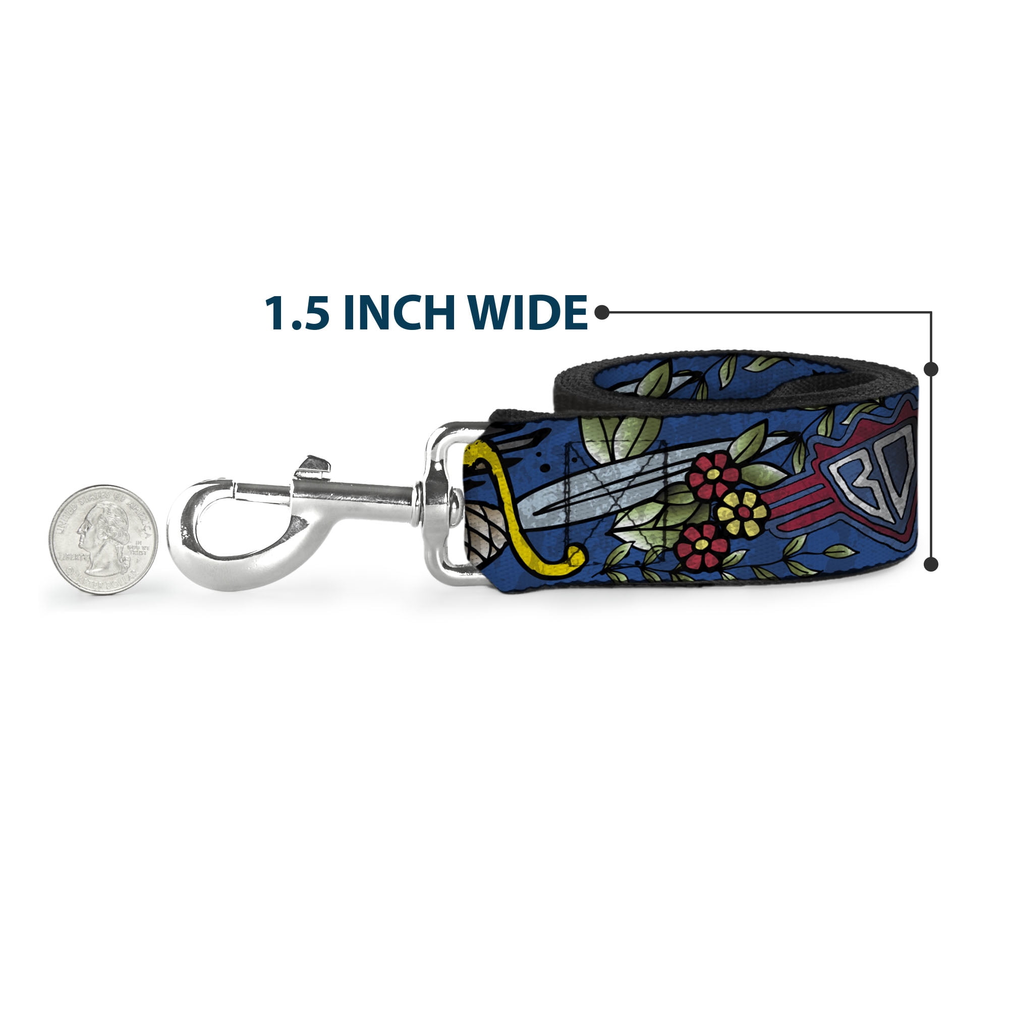 Buckle-Down Pet Leash, Dog Leash, Truth And Justice Close Up Blue, 6 Feet Long 1.0 Inch Wide