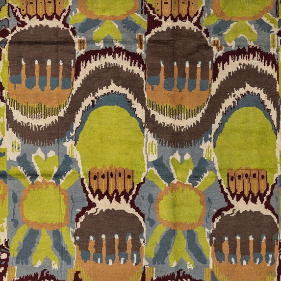 Ahgly Company Indoor Square Abstract Copper Green Abstract Area Rugs, 5' Square