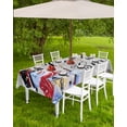 thumbnail image 4 of Fsddascl Grey Christmas Snowman Outdoor Tablecloth - 60x84 Inch Rectangle Dining Table Cover, Xmas Birds Winter Snowflake Waterproof Outdoor Table Cloth with Umbrella Hole & Zipper for Picnic/Patio, 4 of 7