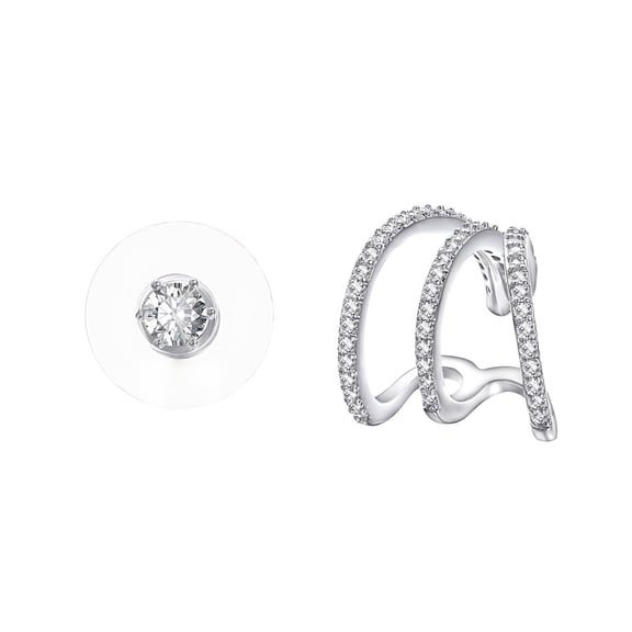 Yoursfs Ear Cuffs Crystal Zircon Stone Clip Earring For Women 18K White Gold Plated Asymmetry Hoop Stud Earrings Sets Luxury Jewelry Gifts