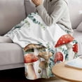 thumbnail image 3 of Red Mushrooms Blanket Soft Cozy Warm Throw Blanket for Couch, Plush Fuzzy Flannel Fleece Blankets for Sofa, Eucalyptus Leaves Summer Botanical Watercolor Bed Blankets Gifts for Men, 30"x40", 3 of 9