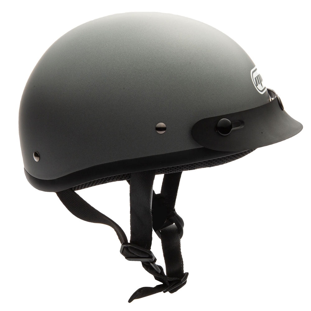 MMG Motorcycle Half Helmet Beanie DOT with goggles Matte Gray (X-Large) Model 29