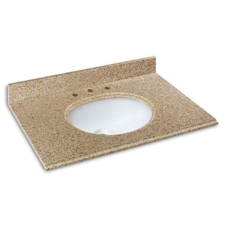 25 in. x 22 in. Granite Vanity Top in Beige with White Bowl and 4 in. Faucet Spread 25 in. x 22 in. Granite Vanity Top in Beige with White Bowl and 4 in. Faucet Spread