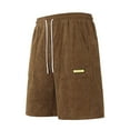 thumbnail image 2 of BXINGOHAI Men's Casual 5" Shorts Corduroy Elastic Waist Drawstring Summer Beach Short Brown,L, 2 of 4