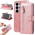 thumbnail image 1 of Wallet Case for Samsung Galaxy S26 Ultra with Zipper Pocket & Card Slots – Stand Function Pink, 1 of 5